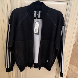 Adidas Black ID Knit Track Varsity Jacket Large Full Zip Long Sleeve NWT